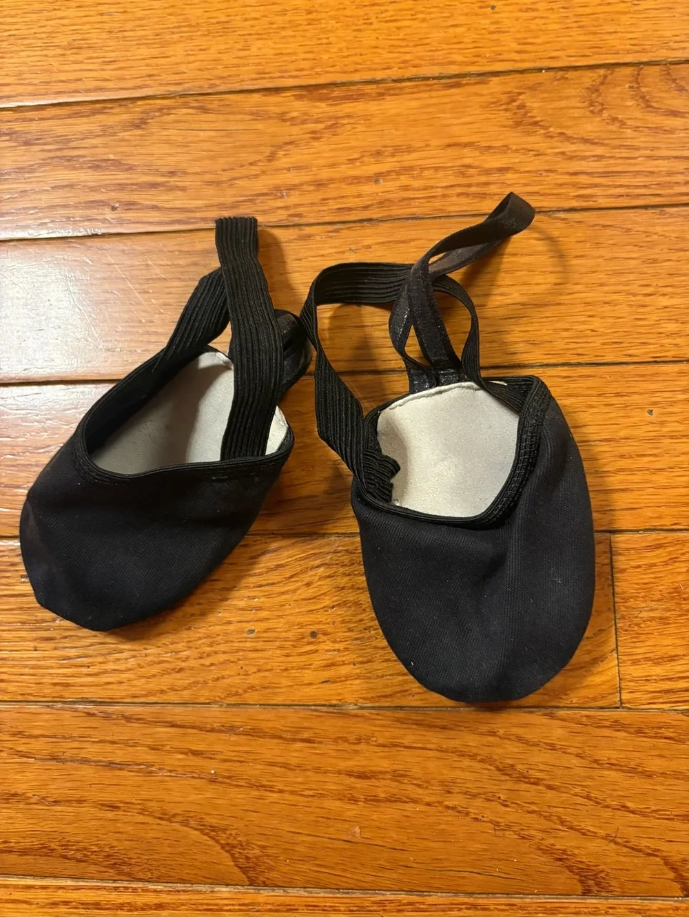 Kids Black Ballet Slippers with Elastic Strap
